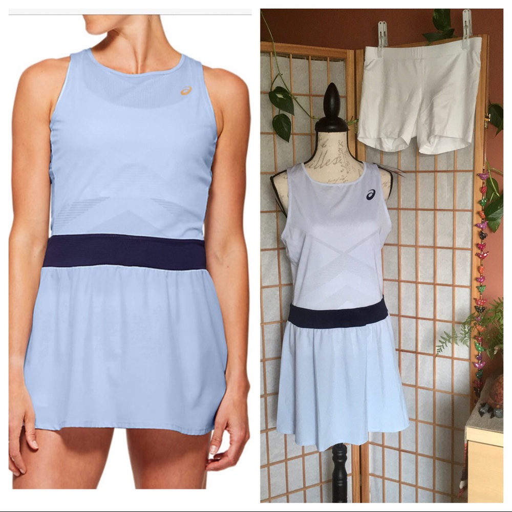 NWT ASICS Tennis Dress Soft Sky Blue W Shorts Athleticwear Large